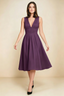 Alison Grape V-Neck Structured Midi Dress