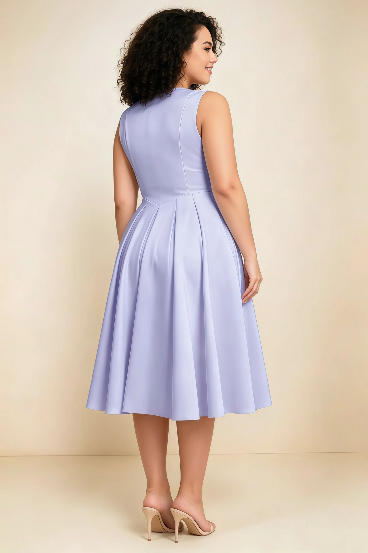 Alison Lavender V-Neck Structured Midi Dress