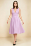 Alison Lilac V-Neck Structured Midi Dress