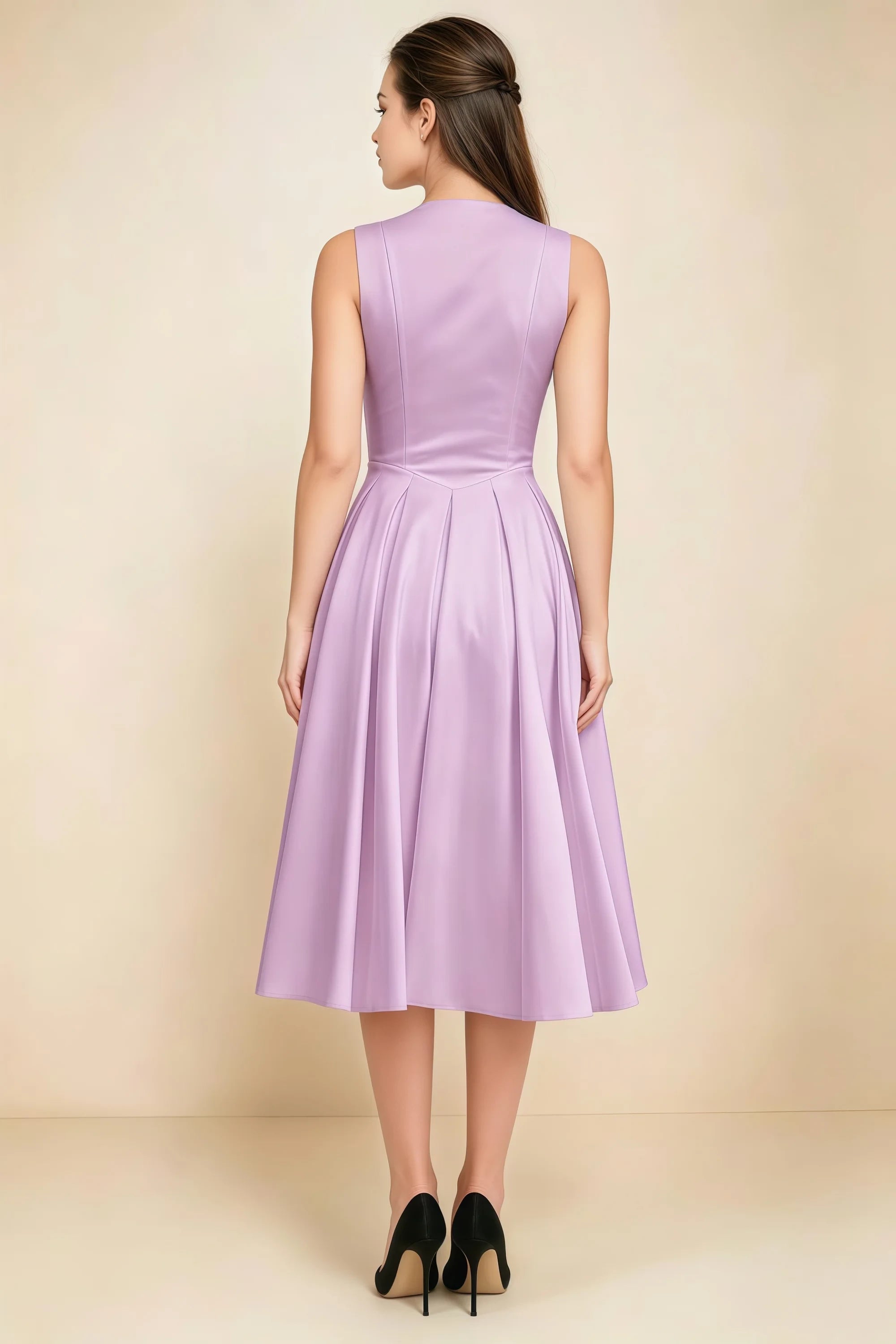 Alison Lilac V-Neck Structured Midi Dress Secondary image