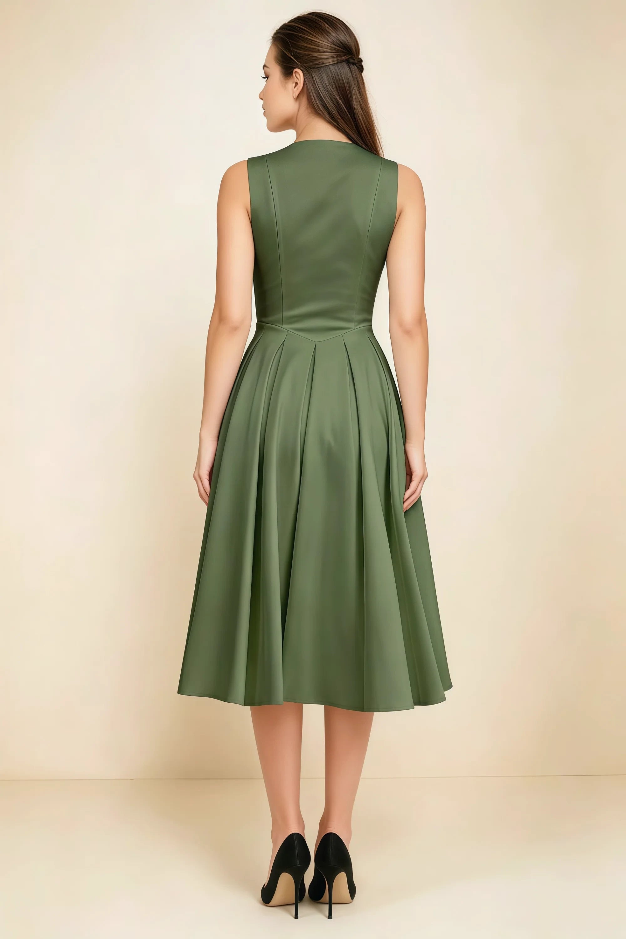 Alison Olive V-Neck Structured Midi Dress Imagen secundaria del producto