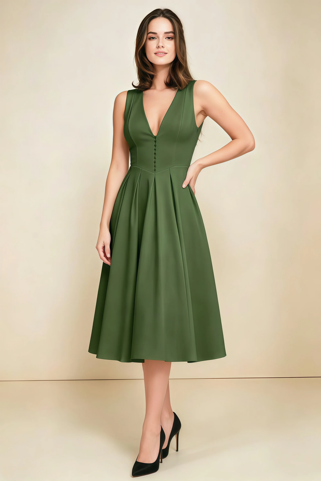 Alison Olive V-Neck Structured Midi Dress