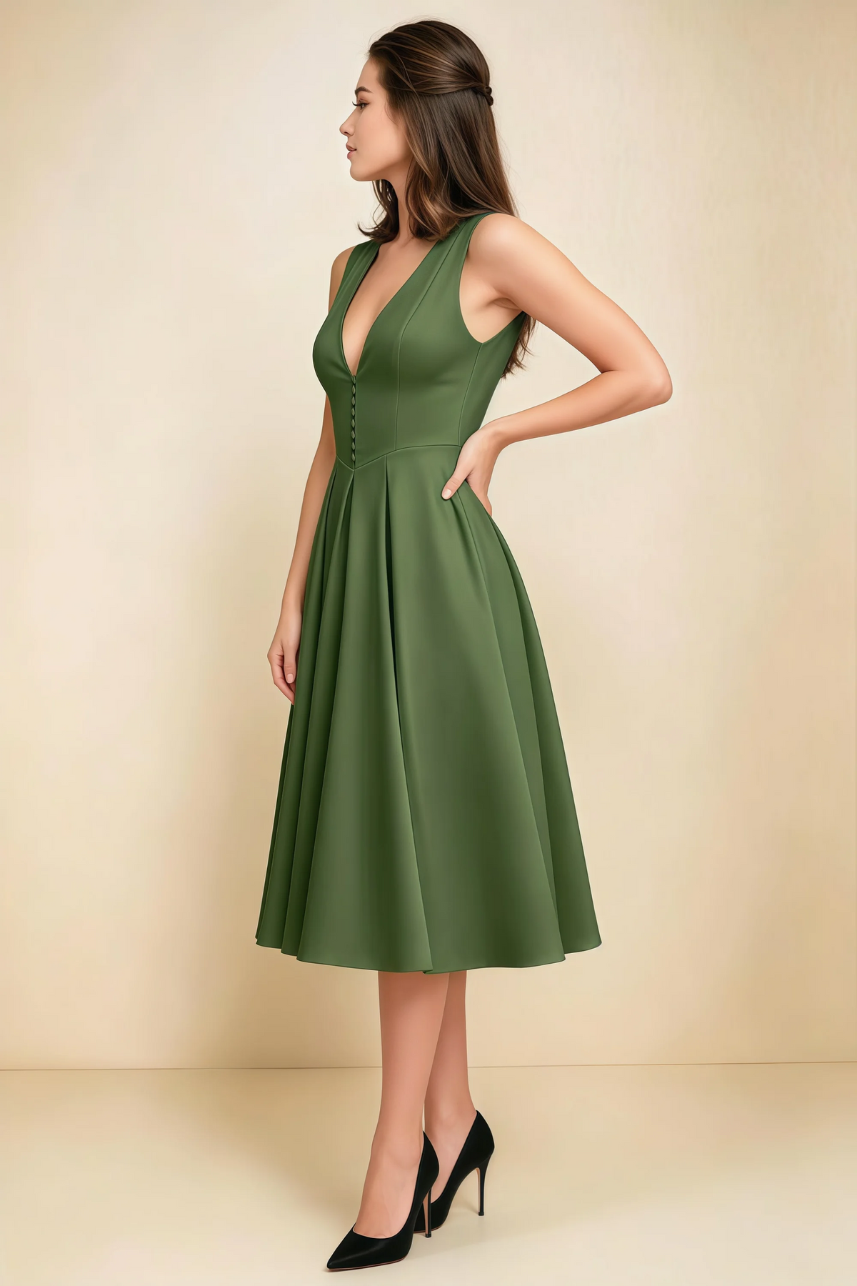 Alison Olive V-Neck Structured Midi Dress