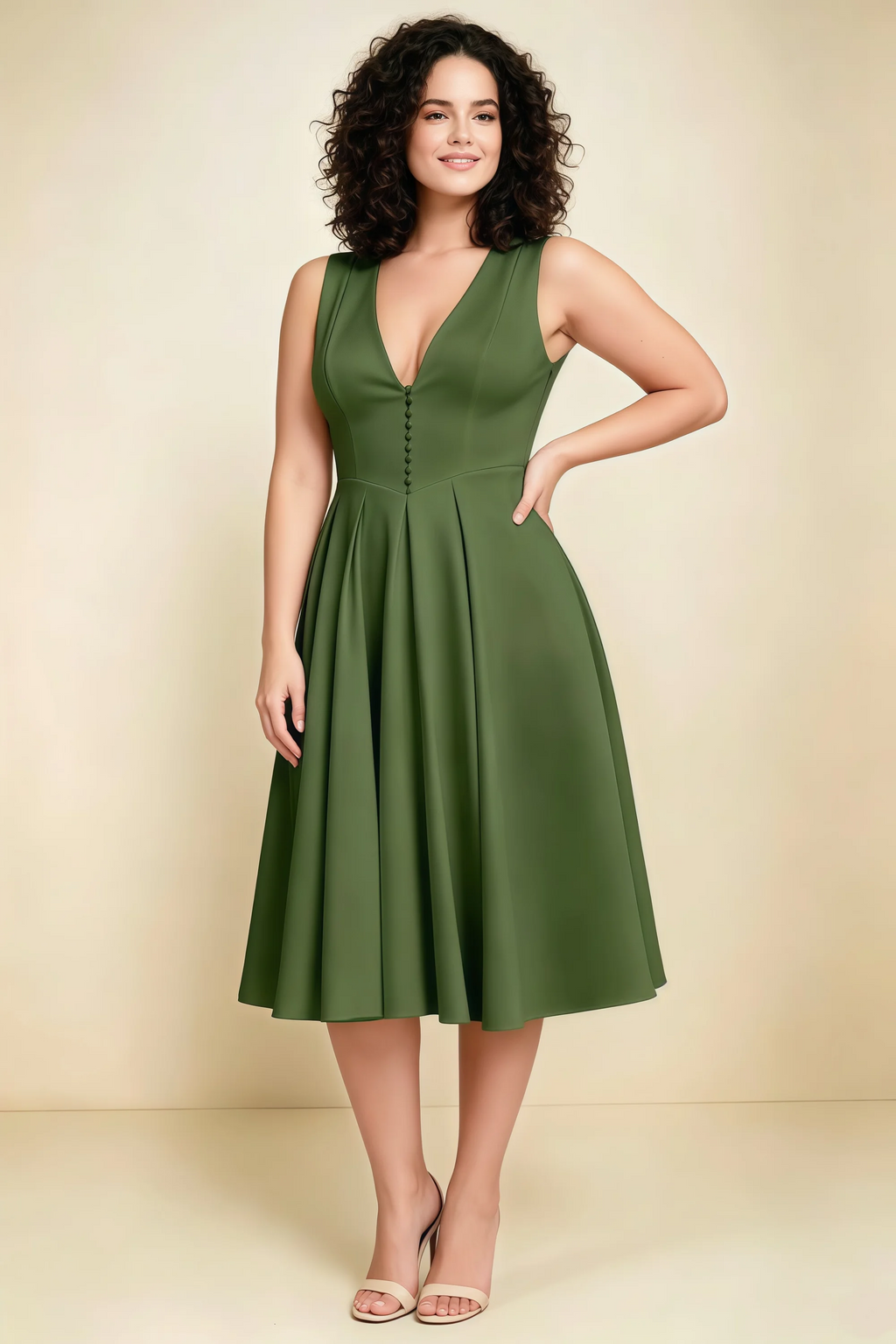 Alison Olive V-Neck Structured Midi Dress