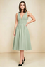 Alison Sage Green V-Neck Structured Midi Dress