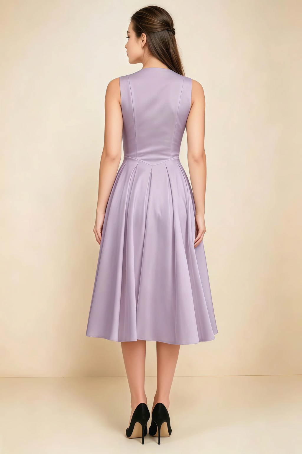 Alison Wisteria V-Neck Structured Midi Dress
