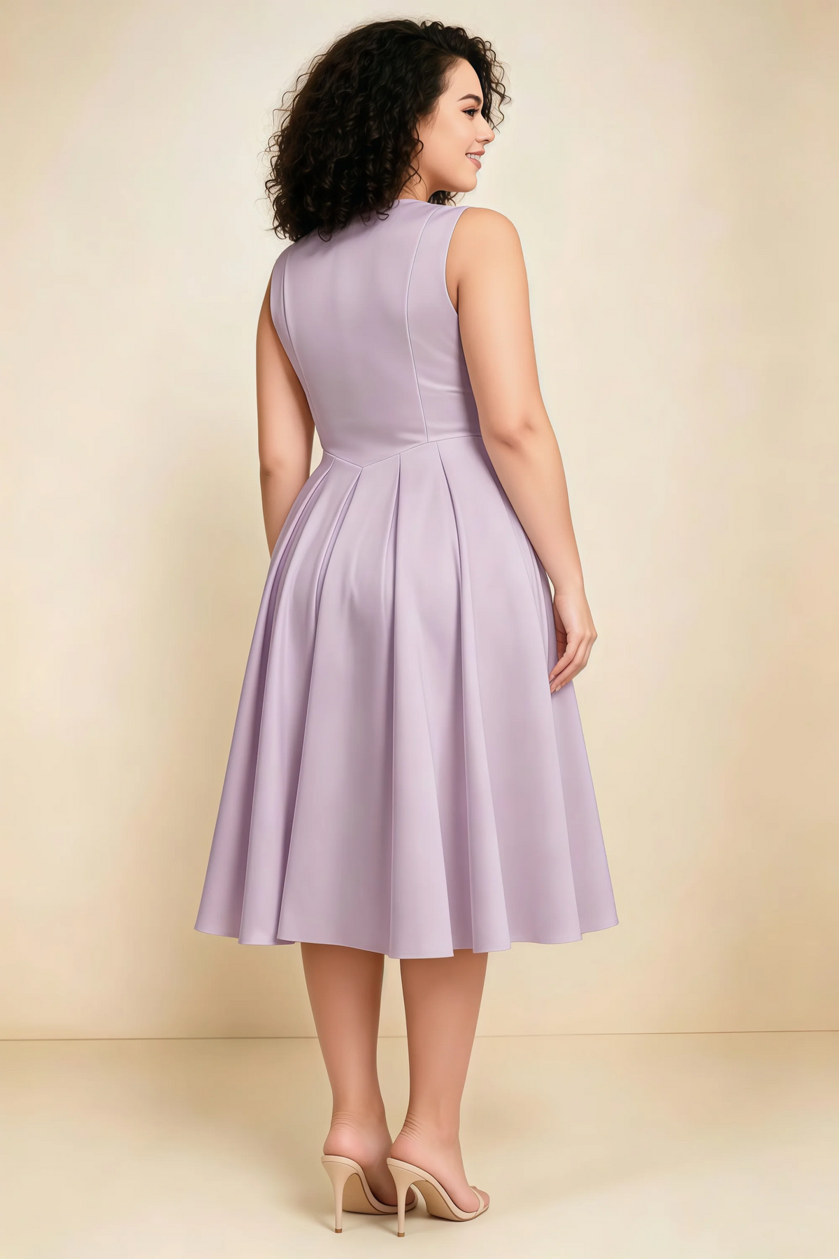 Alison Wisteria V-Neck Structured Midi Dress