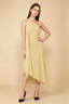 Alma Lemon Chiffon One Shoulder Midi Dress with Scarf