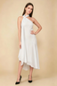 Alma White Chiffon One Shoulder Midi Dress with Scarf