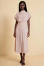 Alva Blush High Neck Gathered Skirt Midi Dress