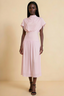 Alva Candy Pink High Neck Gathered Skirt Midi Dress