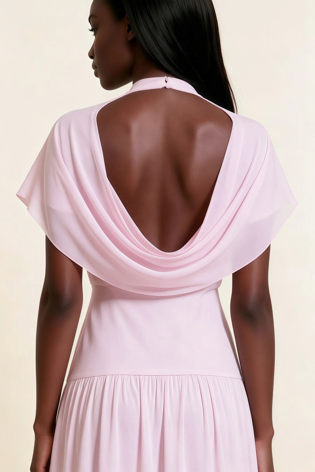 Alva Candy Pink High Neck Gathered Skirt Midi Dress
