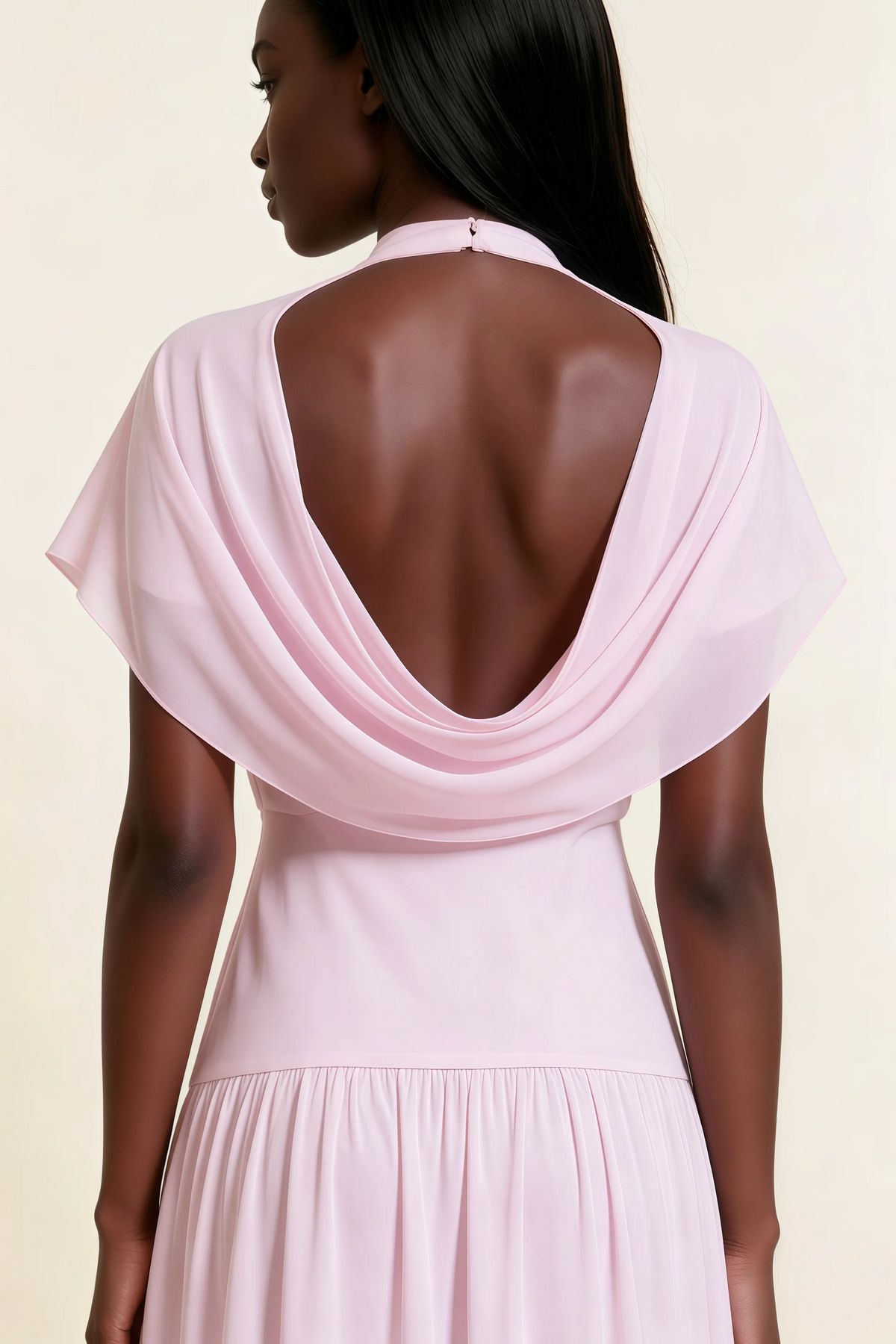 Alva Candy Pink High Neck Gathered Skirt Midi Dress