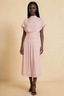 Alva Dusty Rose High Neck Gathered Skirt Midi Dress