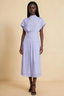 Alva Lavender High Neck Gathered Skirt Midi Dress