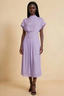 Alva Lilac High Neck Gathered Skirt Midi Dress