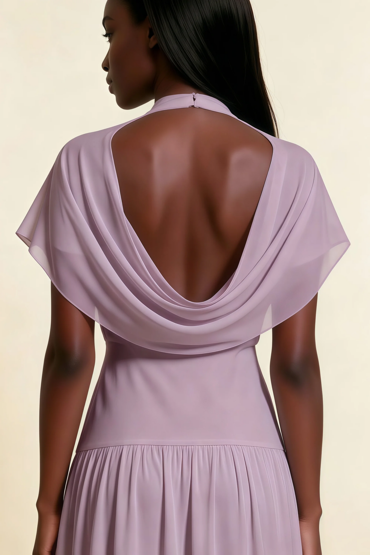 Alva Wisteria High Neck Gathered Skirt Midi Dress