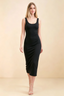 Alvina Black Scoop Neck Bodycon Midi Dress