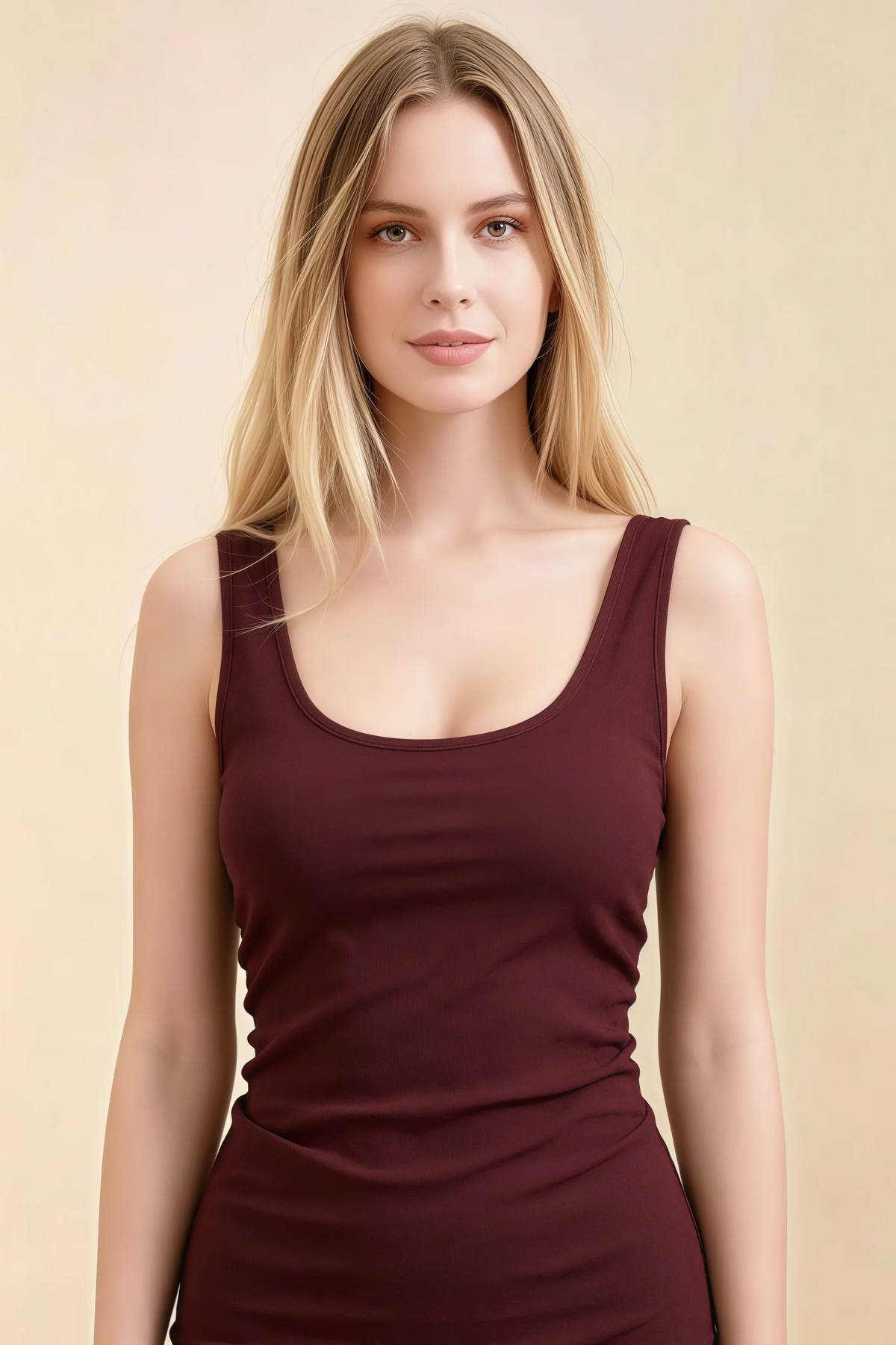 Alvina Cabernet Scoop Neck Bodycon Midi Dress
