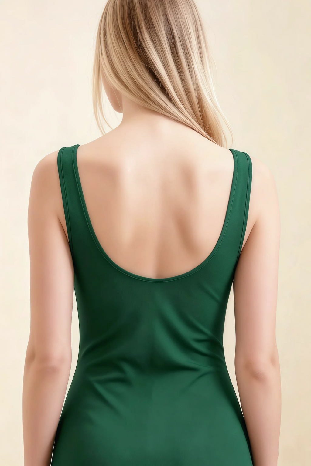 Alvina Dark Green Scoop Neck Bodycon Midi Dress