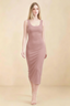 Alvina Dusty Rose Scoop Neck Bodycon Midi Dress
