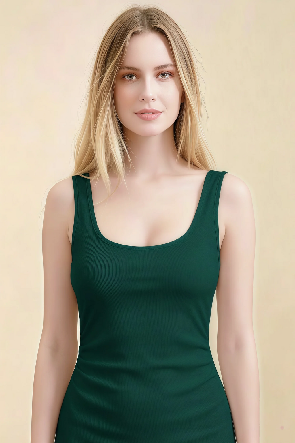 Alvina Emerald Green Scoop Neck Bodycon Midi Dress