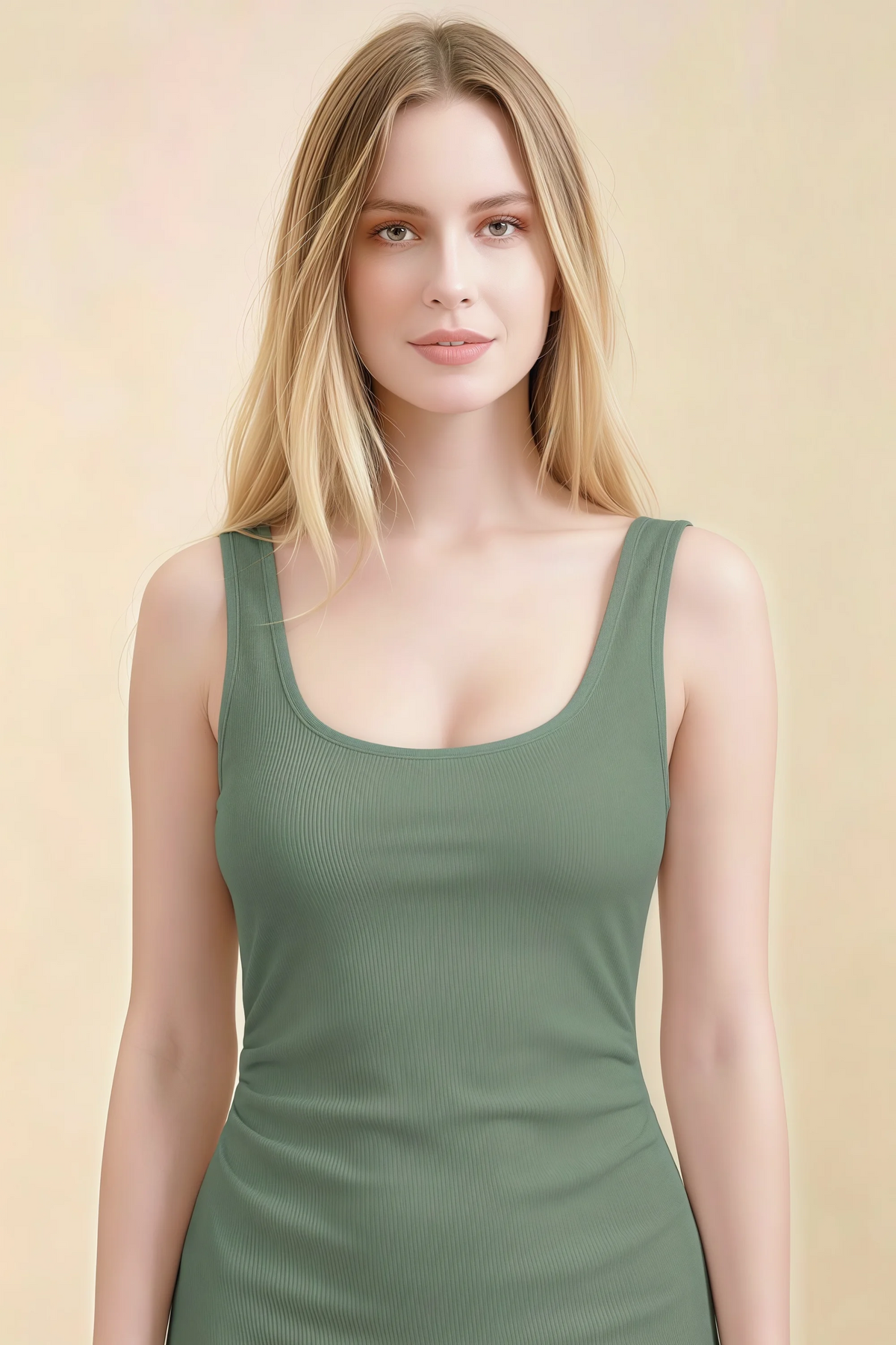 Alvina Eucalyptus Scoop Neck Bodycon Midi Dress