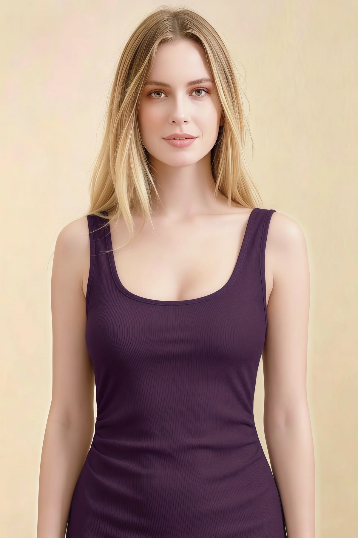 Alvina Grape Scoop Neck Bodycon Midi Dress