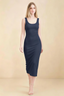 Alvina Navy Scoop Neck Bodycon Midi Dress