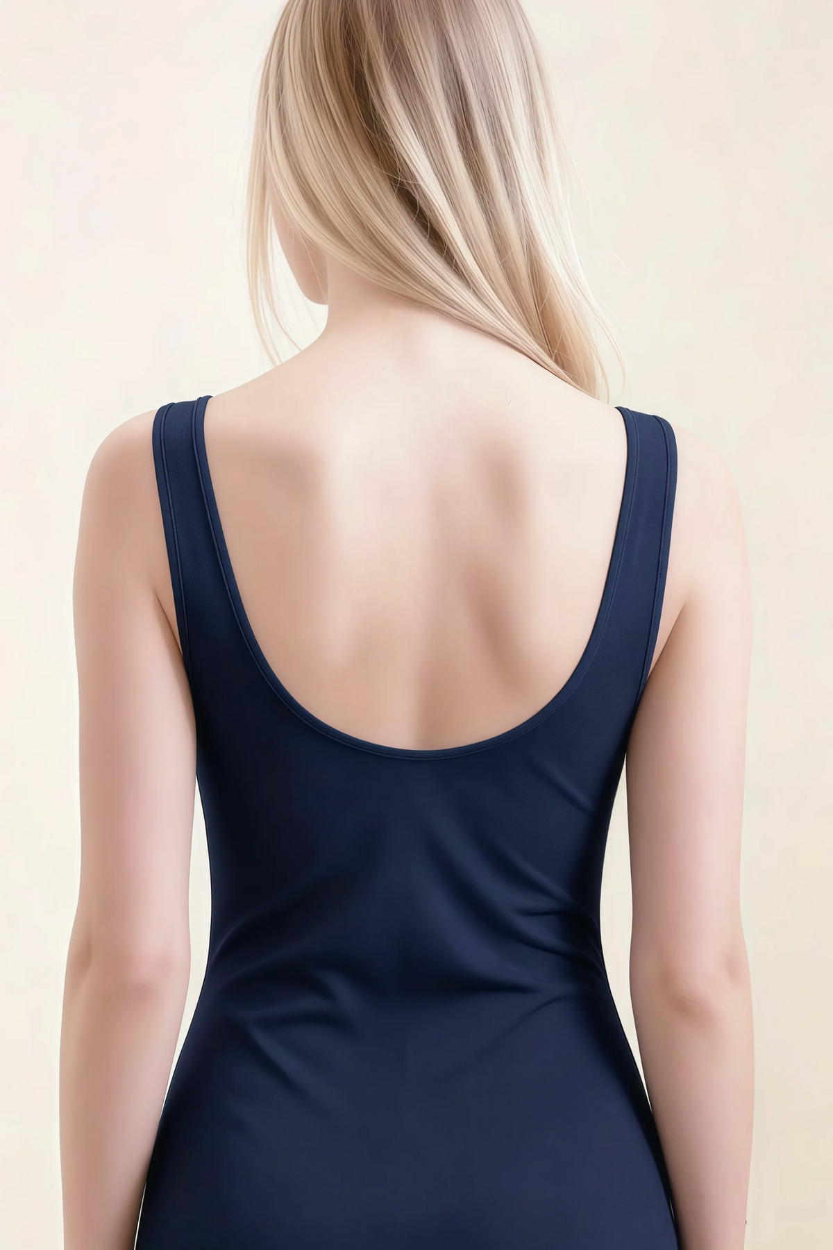 Alvina Navy Scoop Neck Bodycon Midi Dress