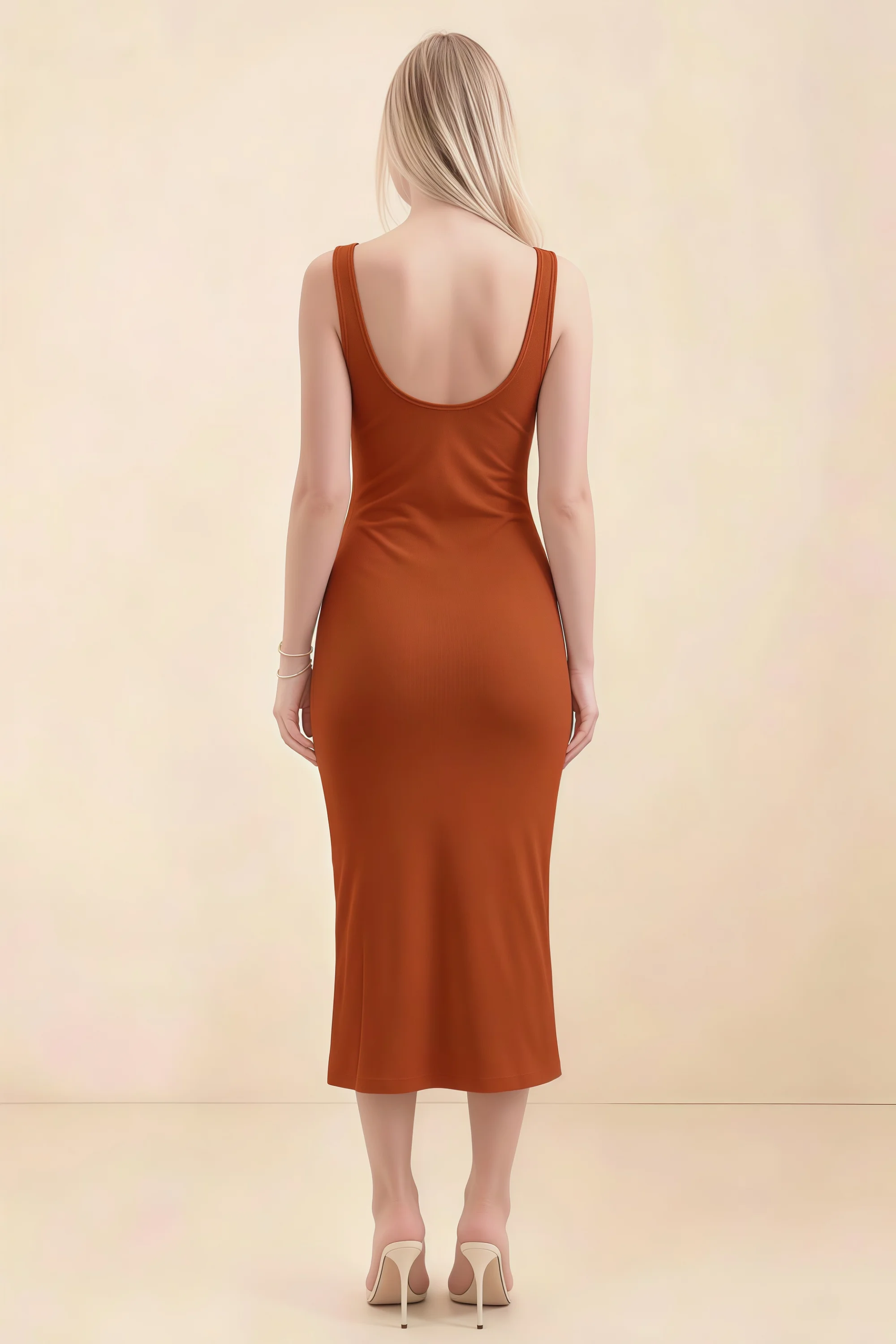 Alvina Paprika Scoop Neck Bodycon Midi Dress Secondary image