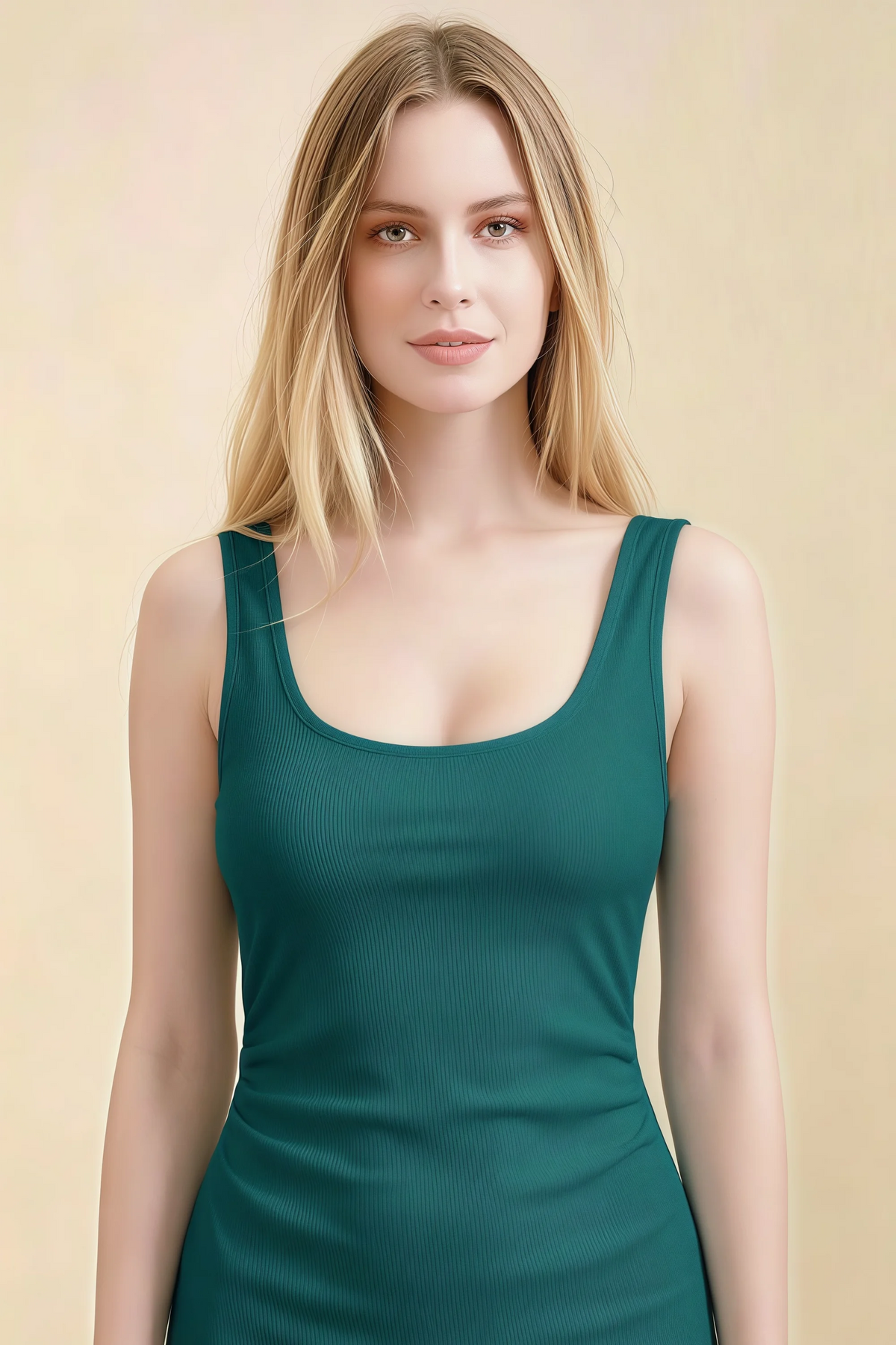 Alvina Peacock Scoop Neck Bodycon Midi Dress