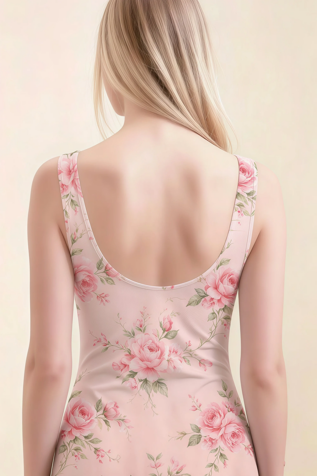 Alvina Pink Floral Scoop Neck Bodycon Midi Dress