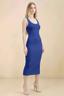 Alvina Royal Blue Scoop Neck Bodycon Midi Dress