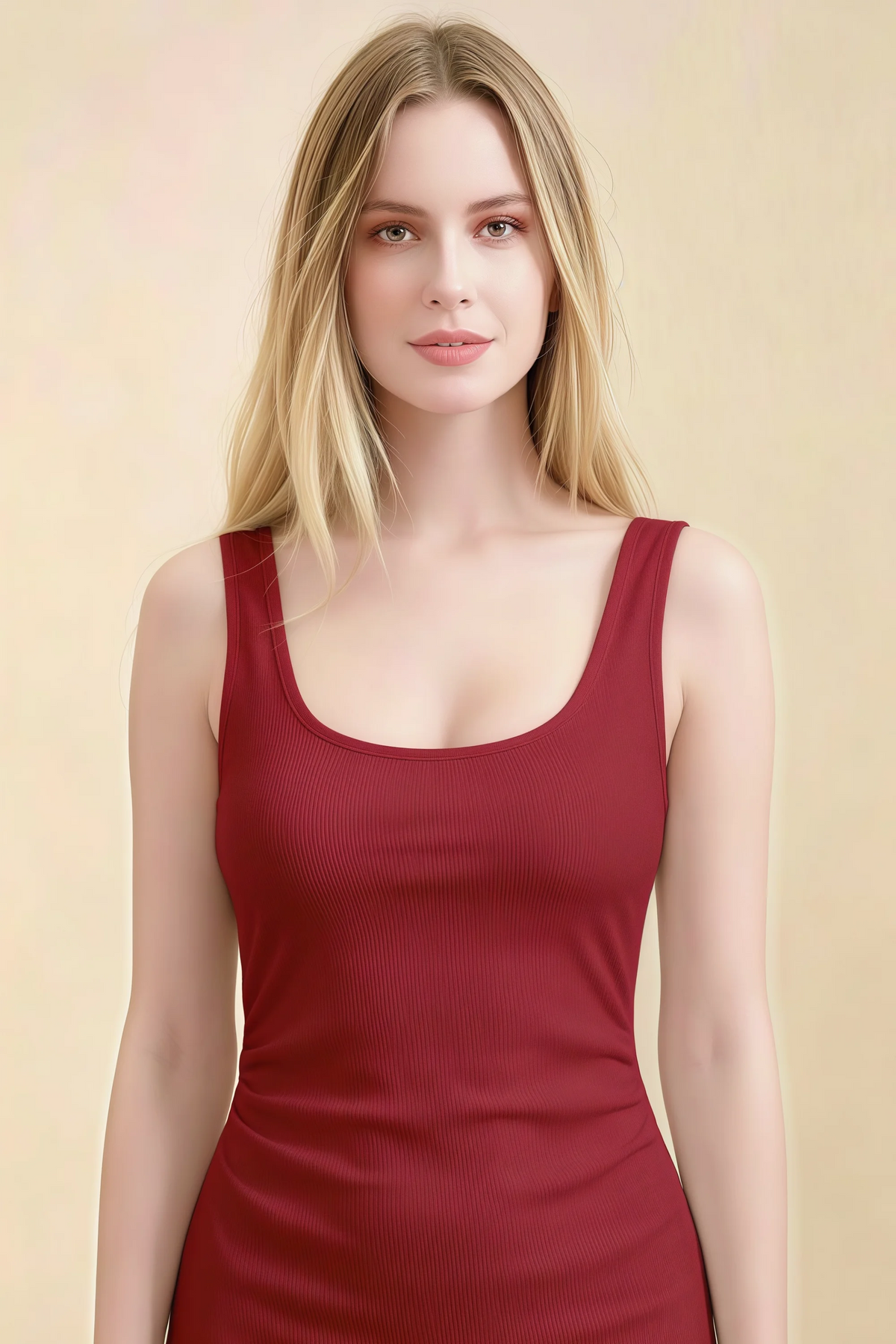 Alvina Scarlet Scoop Neck Bodycon Midi Dress