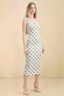 Alvina White Polka Dot Scoop Neck Bodycon Midi Dress