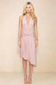Amalia Light Pink Halter Asymmetric Hem Slinky Midi Dress