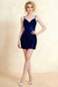 Amanda Navy Sequin Corset Mini Dress with V-Neck