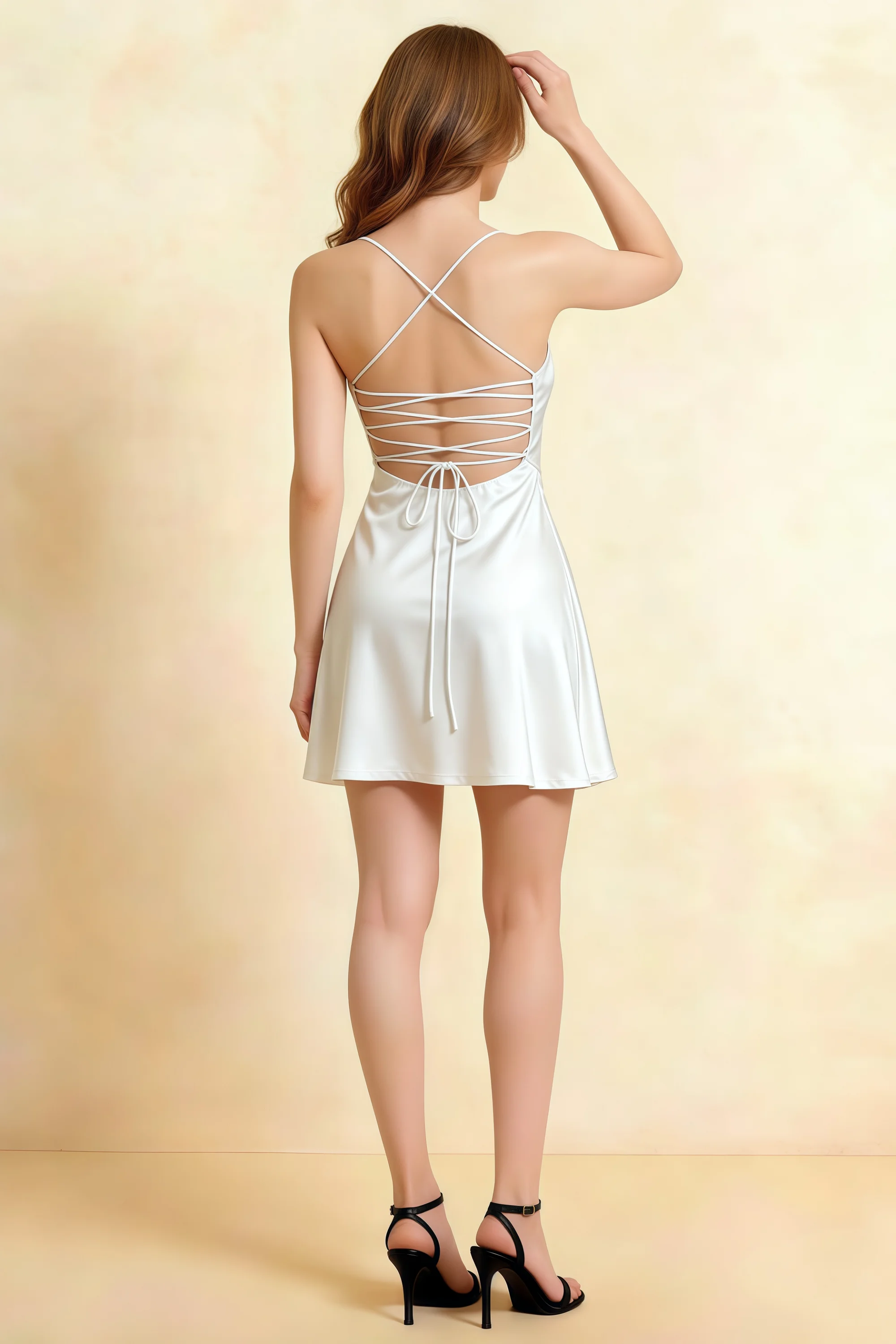 Amy White Open Back Mini Dress with Beaded Detail Secondary image