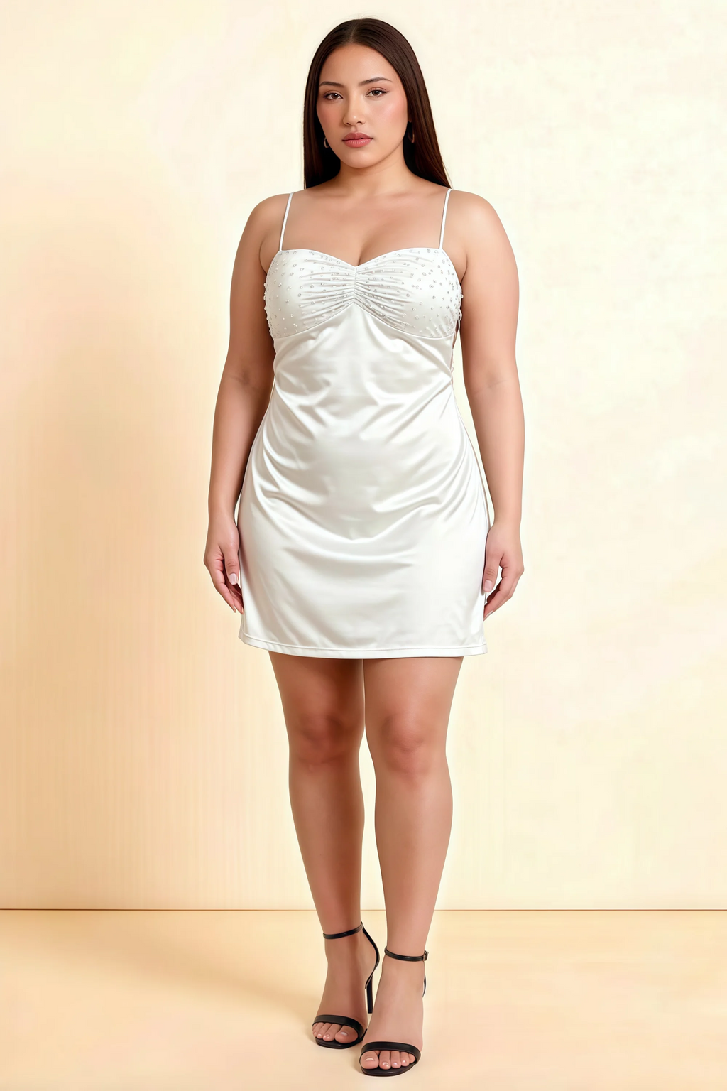 Amy White Open Back Mini Dress with Beaded Detail