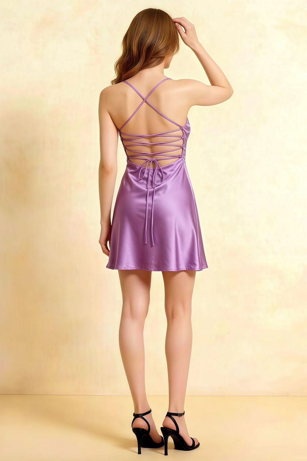 Amy Wisteria Open Back Mini Dress with Beaded Detail