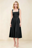 Anabelle Black Sleeveless Square Neck Midi Dress