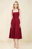 Anabelle Burgundy Sleeveless Square Neck Midi Dress