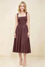 Anabelle Chocolate Sleeveless Square Neck Midi Dress