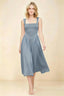Anabelle Dusty Blue Sleeveless Square Neck Midi Dress