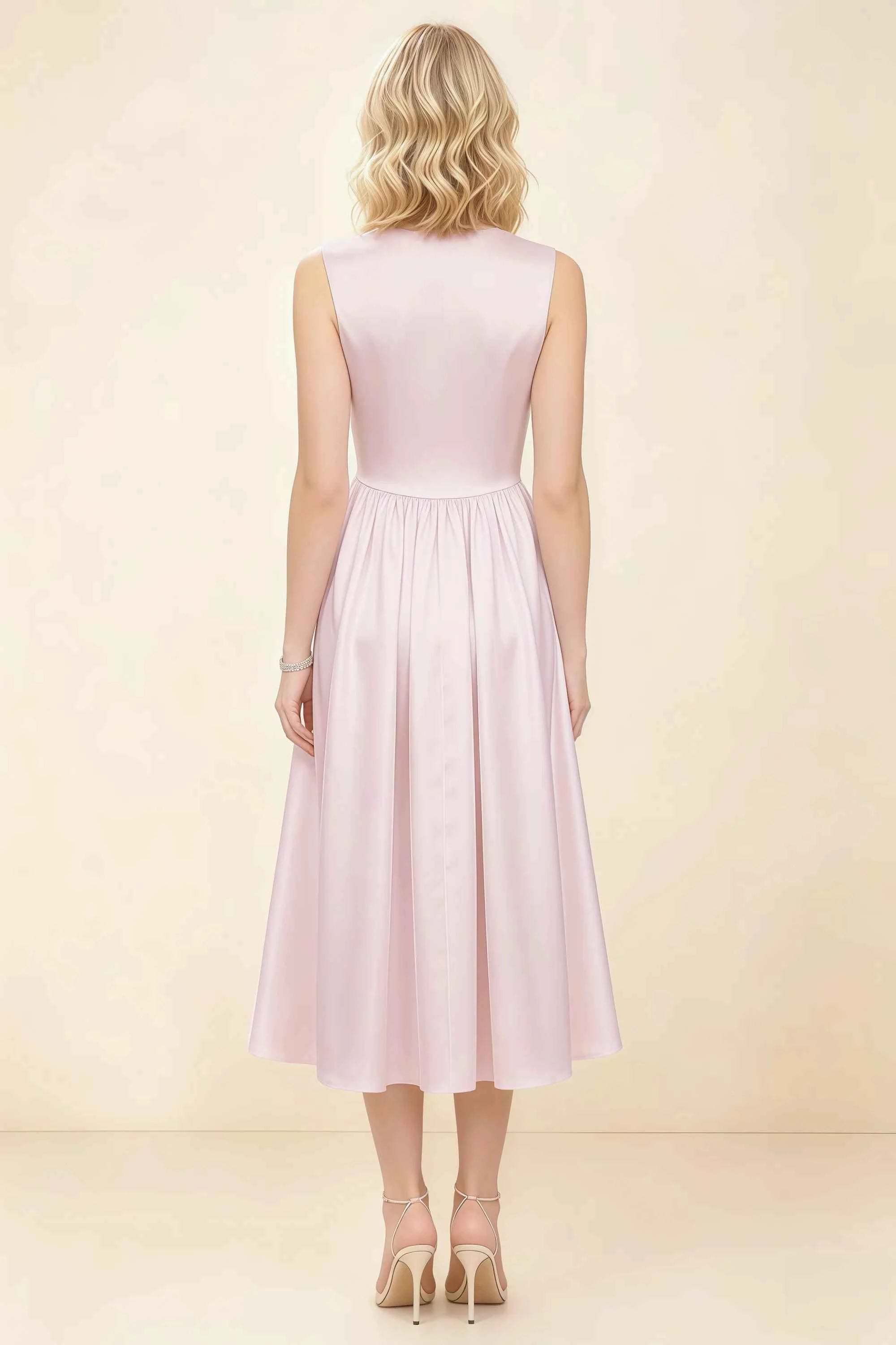 Anabelle Dusty Rose Sleeveless Square Neck Midi Dress Secondary image