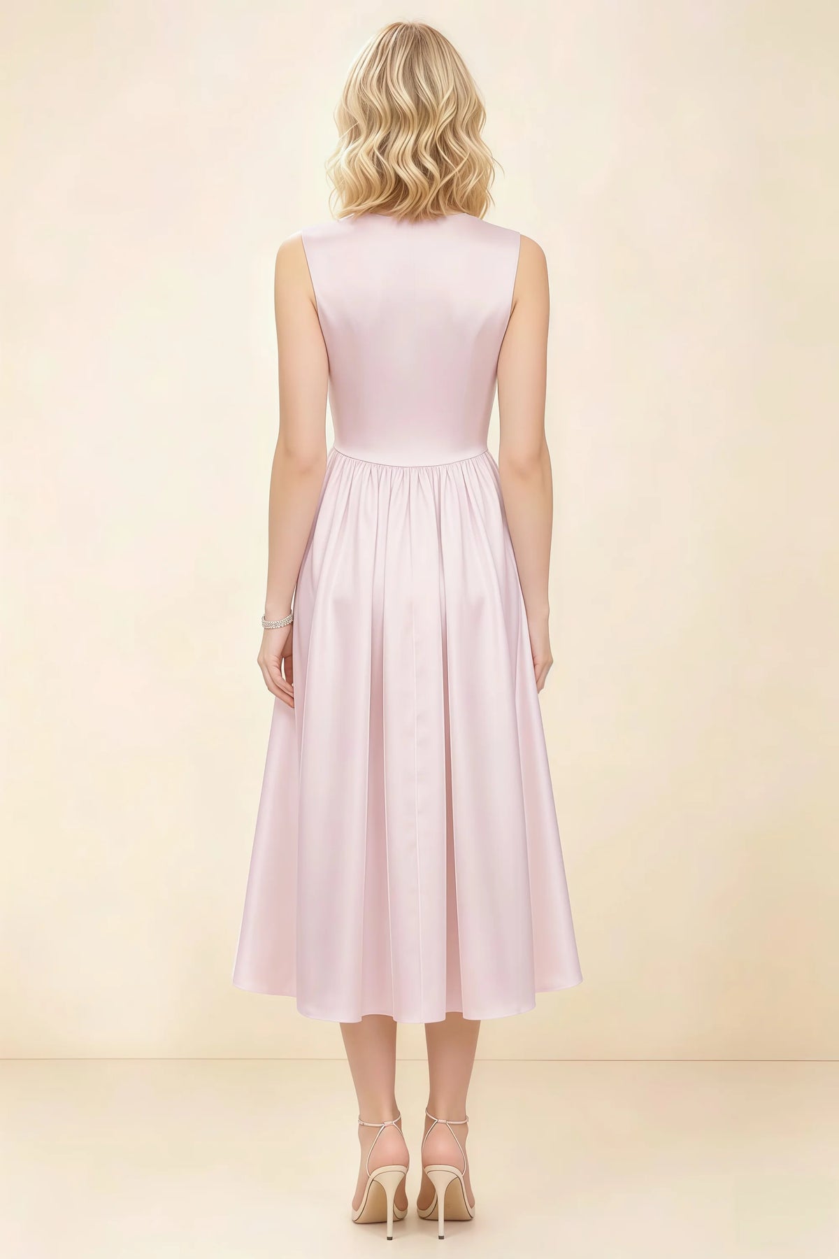 Anabelle Dusty Rose Sleeveless Square Neck Midi Dress