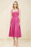 Anabelle Fuchsia Sleeveless Square Neck Midi Dress