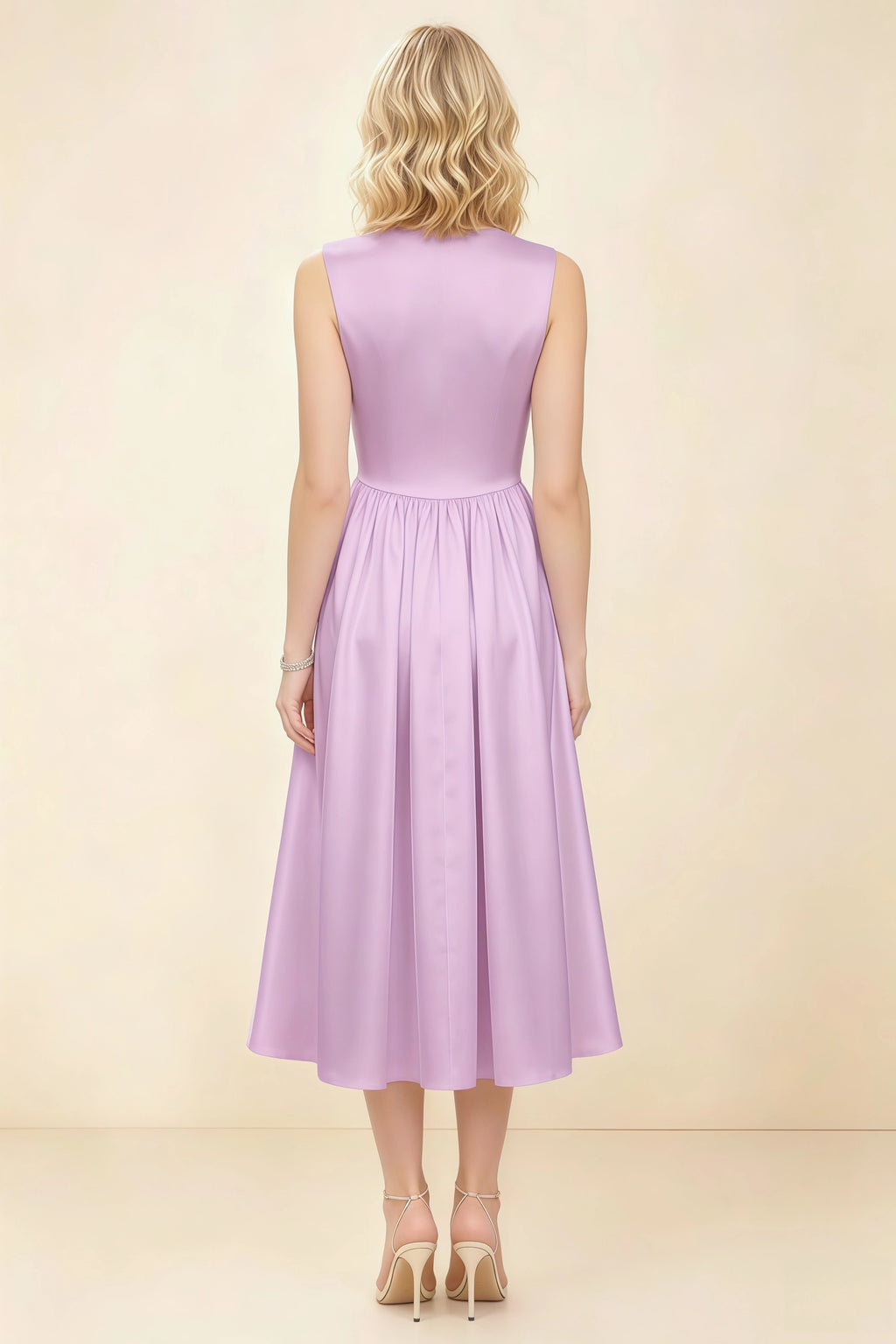 Anabelle Lilac Sleeveless Square Neck Midi Dress