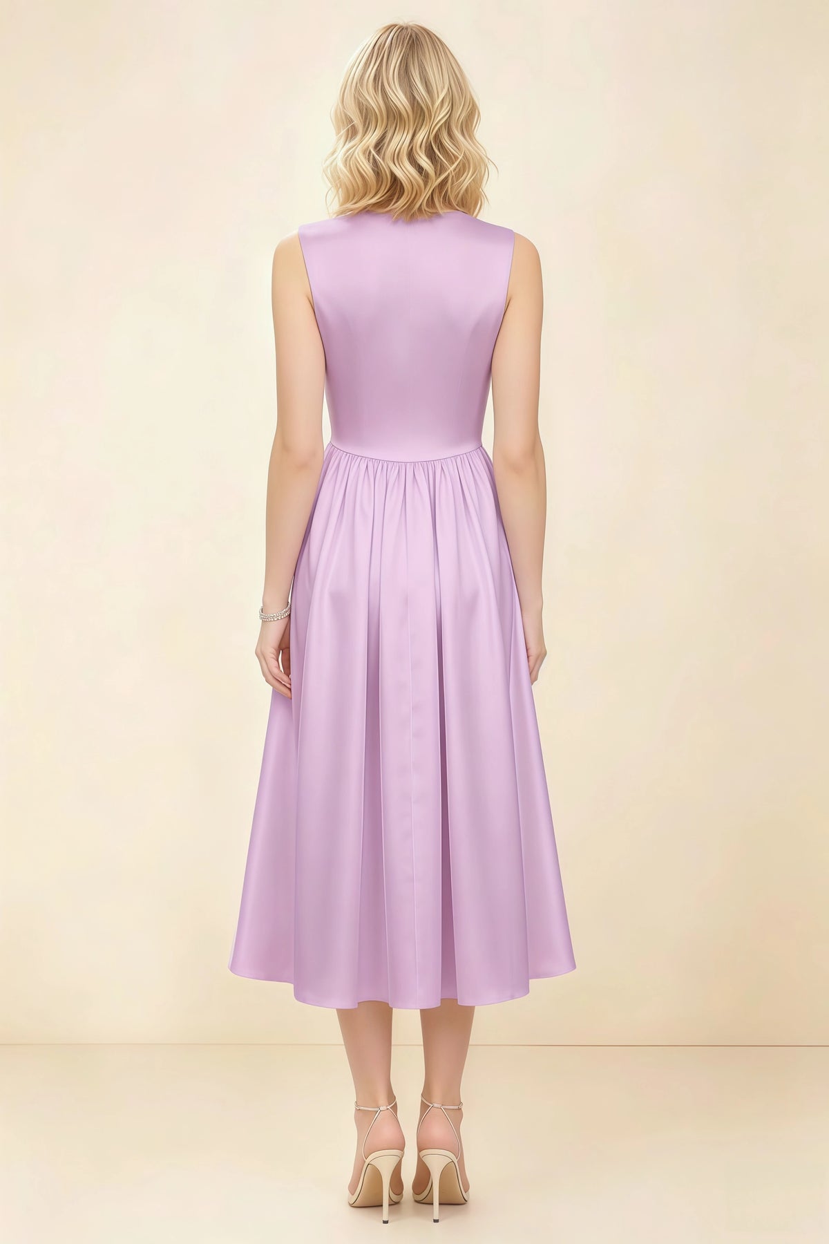 Anabelle Lilac Sleeveless Square Neck Midi Dress